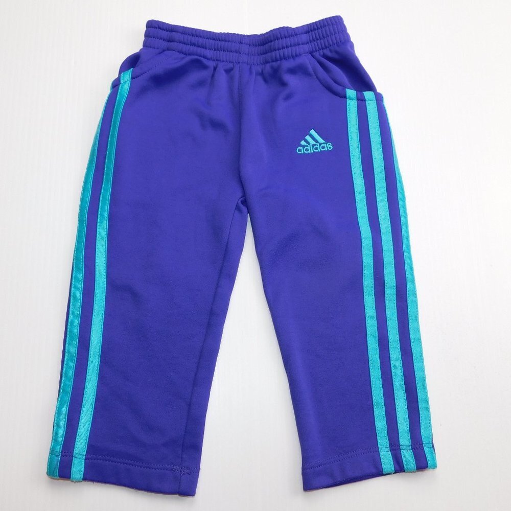 Adidas Purple Blue Track Pant 3 Stripe Toddler Girls 2T